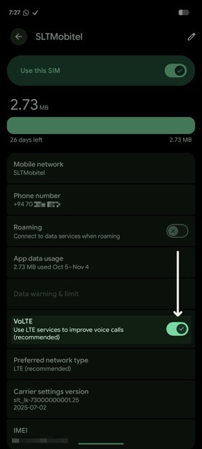 enable volte